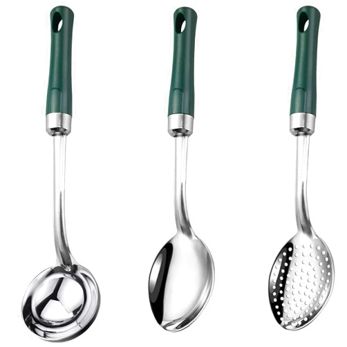 IFERRENS 3-Piece 11-in Serving Spoons Set, Stainless Steel Cooking Spoons in Kitchen Large Buffet Serving Utensils Set, Easy to Clean, for Home Hotel Restaurant