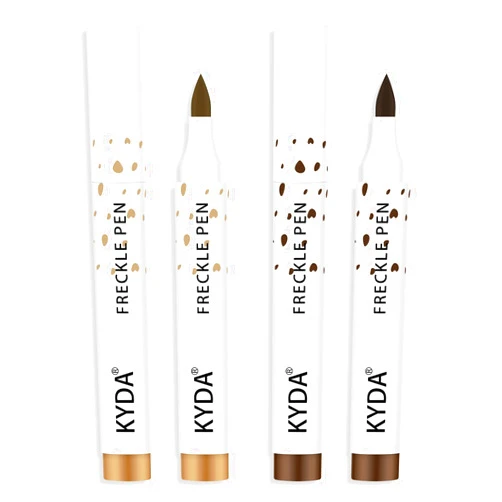 KYDA 2 Colors Freckle Pen,Natural Lifelike Freckle Makeup Pen Magic Freckle Color,Waterproof Longlasting Soft Dot Sopt Pen,for Natural Effortless Sunkissed Makeup-Dark Brown&Light Brown