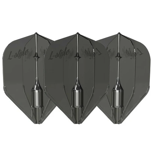 LSTYLE Dart Flights: L3 EZ Fantom Shape - Ultra Durable - for Soft Tip and Steel Tip Darts - Clear Black