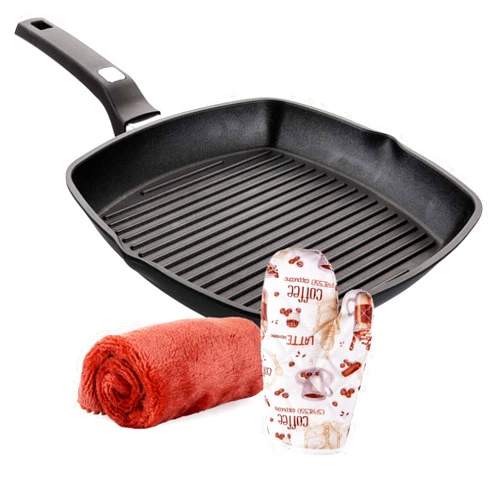 Moss & Stone Griddle Aluminum Nonstick Stove Top Square Grill Pan, Perfect for Meats Steak Fish & Vegetables,Dishwasher Safe,11 inch, Black