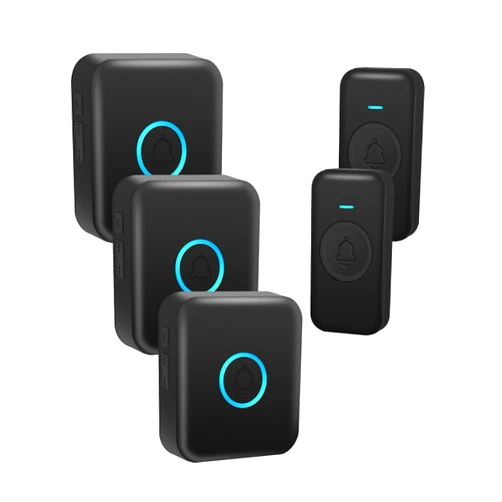 FOVKSUC Wireless Doorbell, Easy installation,Waterproof Door bell Kit with 60 Chimes 5 Levels Volume and LED Flash 1000ft Range 3 Receivers+ 2Buttons,Wireless Doorbells for Home, Room Doorbell,Black
