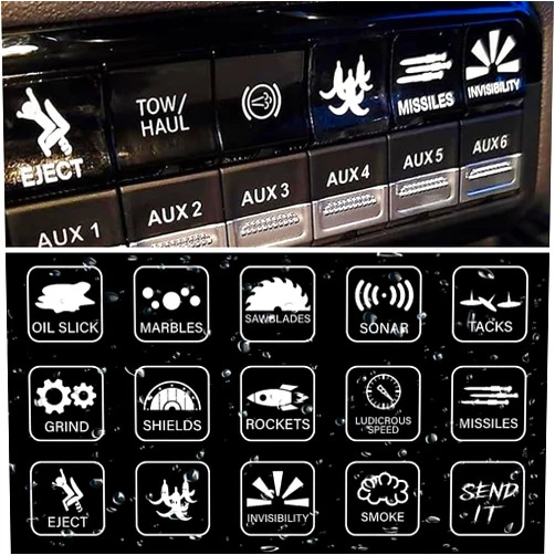 UZZH Car Stickers and Decals, Funny Novelty Sticker for Car or Truck Unused Buttons, Vehicle Interior Decor Accessories Dash Rocker Console Switch Decals, Dash Button Label Stickers