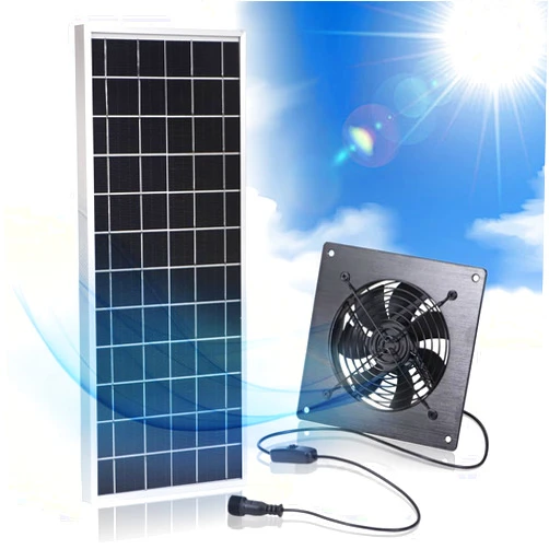 SCCCF DC Solar Fan 10W Weatherproof Solar Panel Fan kit, 12v Cabinet 120mm Fan, Suitable for Chicken coop, Greenhouse, Dog House, pet House, shed, DIY Cooling and Ventilation Projects