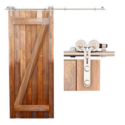 TSMST 5.5FT Sliding Barn Door Hardware Kit, Stainless Steel Heavy Duty Sturdy Barn Door Track for Single Wood Door, Slide Smoothly Quietly (Y Style)