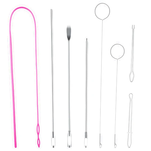SINSETU Drawstring Threader Tool Set, Stainless Steel Sewing Loop Turner Hooks with Latch, Flexible Drawstring Threader, Easy Rope Threader Clips for Jackets Coats Pants Hoodies Sweaters (8 Pack)