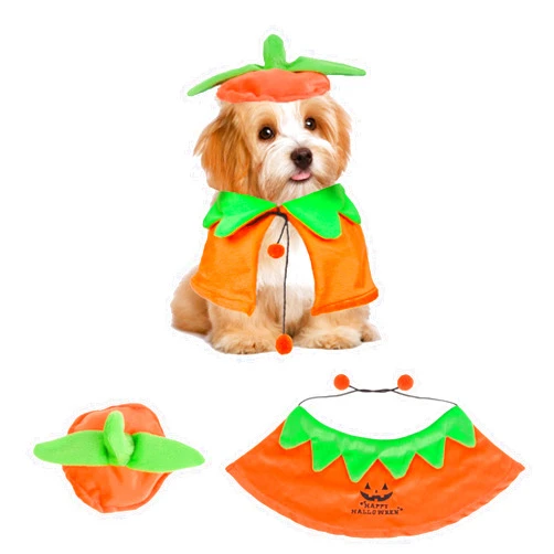 ADOGGYGO Halloween Dog Costumes Dog Halloween Pumpkin Cloak Hat Set Pet Halloween Pumpkin Costumes for Small Medium Dogs Pets (Pumpkin)