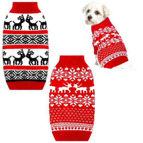 Frienda 2 Pieces Dog Holiday Reindeer Clothes Christmas Snowflake Dog Sweater Red Dog Clothes Christmas Dog Clothes for Dogs Pets Cats Puppy Christmas New Year (Elk,Medium)