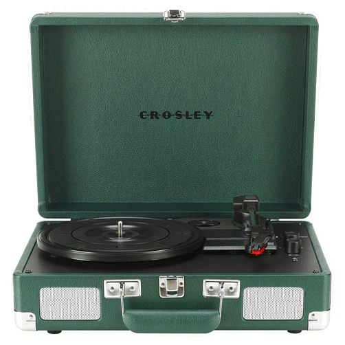 Crosley CR8005F-EM Cruiser Plus Vintage 3-Speed Bluetooth in/Out Suitcase Vinyl Record Player Turntable, Dark Emerald