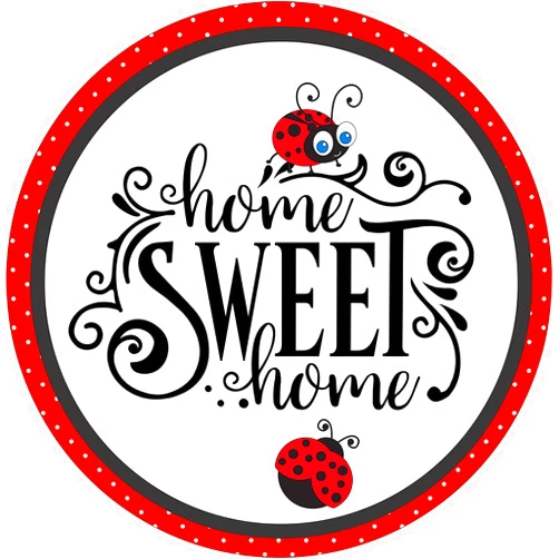 Xiddxu Round Metal Tin Sign Rustic Wall Decor Home Sweet Home Lady Bug Wood Wreath Sign Round Inspirational Farmhouse Wall Plaque Wall Decor Retro Vintage 12x12 Inch