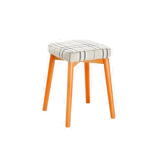 EliteBloom Solid Wood Stool Bedroom Dressing Table Makeup Stool Simple Footstool Small Board Fabric Table Stool Home Change Shoes Stool,Striped a-Pine