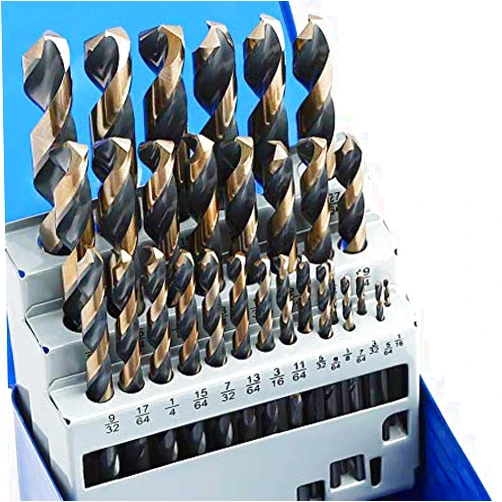 COMOWARE 29-Piece Drill Bit Set, High-Speed Steel Black and Gold Finish with 135 Degree Split Point Tip, 1/16
