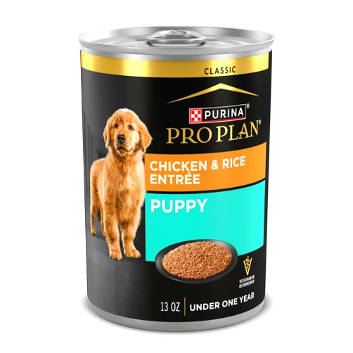 Purina Pro Plan Wet Puppy Food Pate, Wet Food Classic Chicken and Rice Entrée - (Pack of 12) 13 oz. Cans