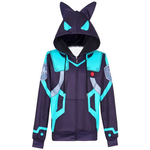 WANHONGYUE Anime My Hero Academia Izuku Midoriya Deku Cosplay Hoodie Zip Up Hooded Sweatshirt Ears Long Sleeve Sweater Jacket