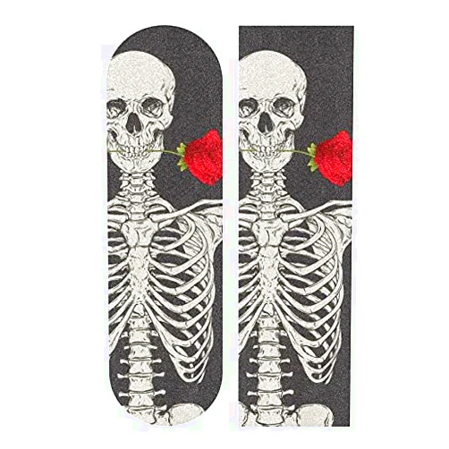 DIGTIA Halloween Skull Rose Skateboard Grip Tape 33x9 Inches 1 Sheet Mexican Dia DE los Muertos Day of The Dead Bubble Free Waterproof Scooter Sand Paper