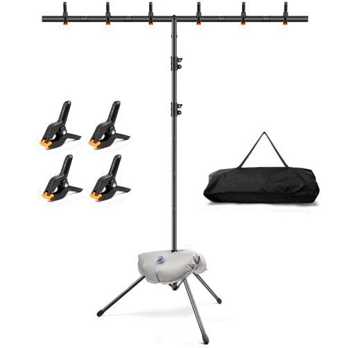 SVOPY T-Shape Backdrop Stand Kit - 6.5 x 3.2 ft Adjustable Photo Backdrop Stand - Portable Sturdy Back Drop Stand for Photoshoots, Parties, Wedding and Decoration with 4 Spring Clamps, Carry Bag