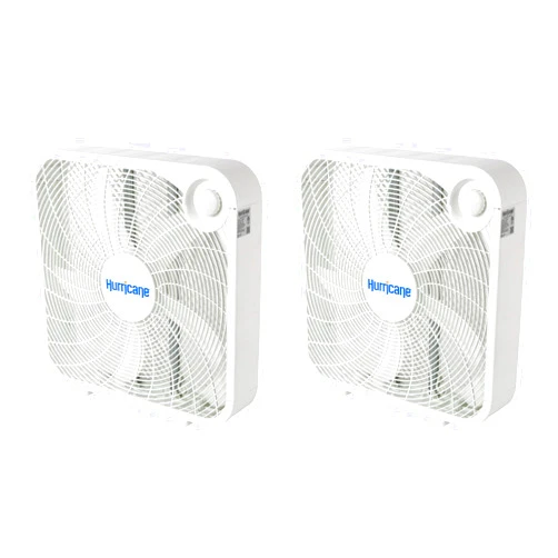 Hurricane 20 Inch Classic Series Floor Box Fan, Indoor Home Cooling Unit with 3 Speed Settings and Floor Mounting Construction, 2 Pack of Fans, White