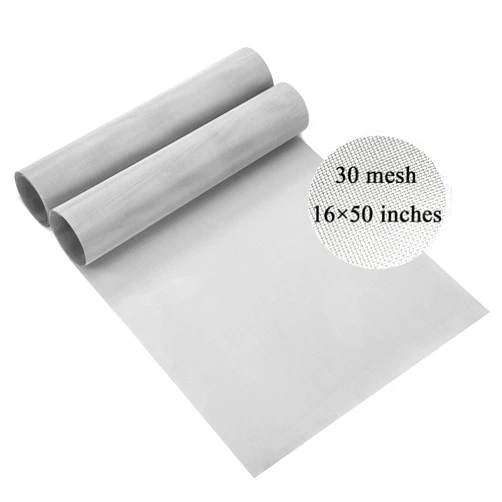 Ovsor 30 Mesh Stainless Steel Mesh Roll - 2Pcs 16×50 inches (40.6×127cm) Professional Woven Wire Mesh, Sifting Screen Not Easy to Rust for DIY Project, Floor, Wall, Hole, Garden, Vent Cover