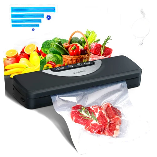 Suntree Vacuum Sealer Machine for Food, Compact Food Sealer Vacuum Sealer Dry/Moist/Gentle Modes with Build-in Cutter, Food Vacuum Sealer with 15pcs Vacuum Bags, External VAC for Jars and Containers