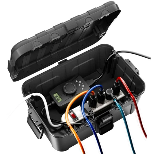 Flemoon Large Outdoor Electrical Box (12.5 x 8.5 x 5 inch), IP54 Waterproof Extension Cord Cover Weatherproof, Protect Outlet, Plug, Socket, Timer, Power Strip, Holiday Light Decoration, Black