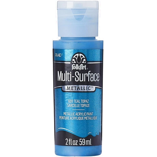 FolkArt Multi-Surface Metallic Paint in Assorted Colors (2 oz), Metallic Teal Topaz