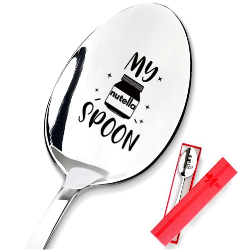 PZJIEAN Nutella Spoon - Funny Engraved Stainless Steel Ice Cream & Coffee Spoon Gifts for Nutella Lovers