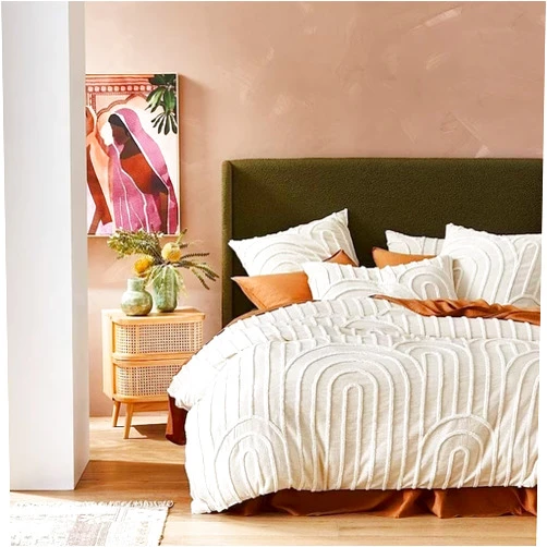 CraftAura U Tufted Duvet Cover Set 100% Organic Cotton Duvet Cover Lightweight Soft Tufted Bed 1 Duvet Cover with 2 Pillow case Boho Bedding Comforter Cover Set (90 x 104 INCHES)