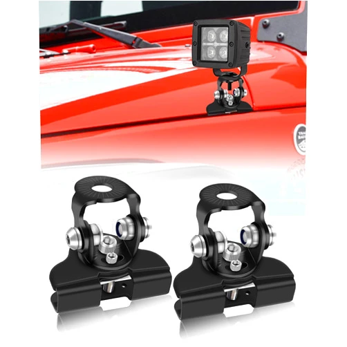 NORTHYUN Led Hood Mounts, Universal Led Light Bar Mounting Brackets 304 Stainless Steel Hood Clamp Lights Mounts, Black