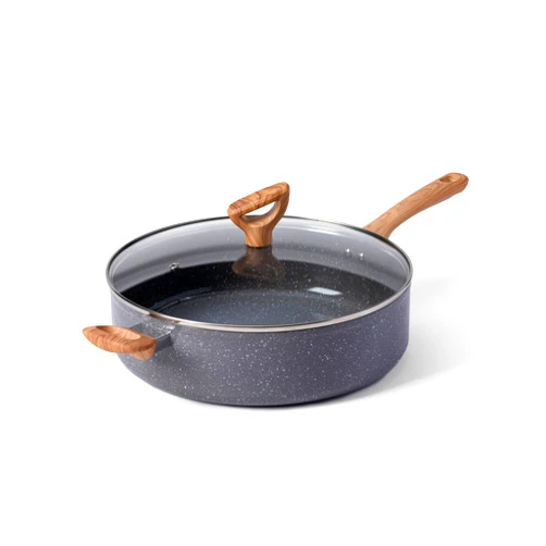 T-fal Revive Ceramic Stock Pot with Lid 6-Quart, Nonstick Soup Pot, Cookware Pots and Pans, Large Handles, Oven Safe Up to 350°F, Ceramic Non Stick Made without PFOA and PTFE, Grey Granite