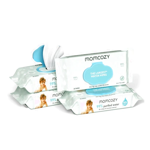 Momcozy Baby Wipes, Momcozy Water Wipes-Extra Large Size Design, 99% Water Based Wipes & a Drop of Coconut Extract, Cleansing & Moisturizing Baby Wipes for Sensitive Skin, Unscented, 240 Count (4 packs)