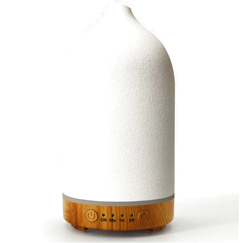 Vasysvi Essential Oil Diffuser Humidifiers,Aromatherapy Diffuser, Ceramic Wood Grain Diffusers for Oils,7-Color Night Light Aroma Home,Office and Trip(100ML)-White