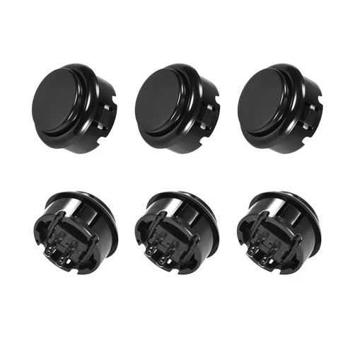uxcell 30mm Mounting Hole Momentary Game Push Button Switch for Arcade Video Games Black 6pcs
