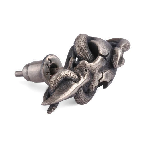 Forobb Skull Stud Earring 925 Sterling Silver Handcrafted Gothic Rock Punk Diablo Biker Retro [Crow 60103]