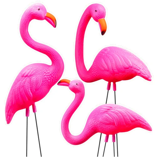 JOYIN 3 Pack Large Pink Flamingo Yard Decorations, Medium Plastic Lawn Flamingos Ornament Stakes, Flamingo Party Decor with Rubber Coating Metal Legs for Yard, Garden, Luau Party Gift (11in x 20in)