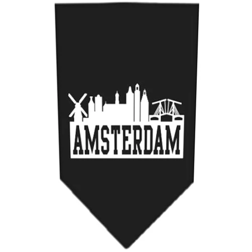 Mirage Pet Products Pet and Dog Bandana Screen Printed, Amsterdam Skyline Black Small