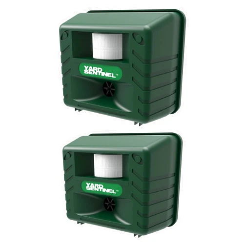 ASPECTEK Includes AC Adapter, Extension Cord Pest Repeller Yard Sentinel 2 Pack Outdoor Ultrasonic Animal Control, Green, Sound Frequency:15 kHz -18 kHz