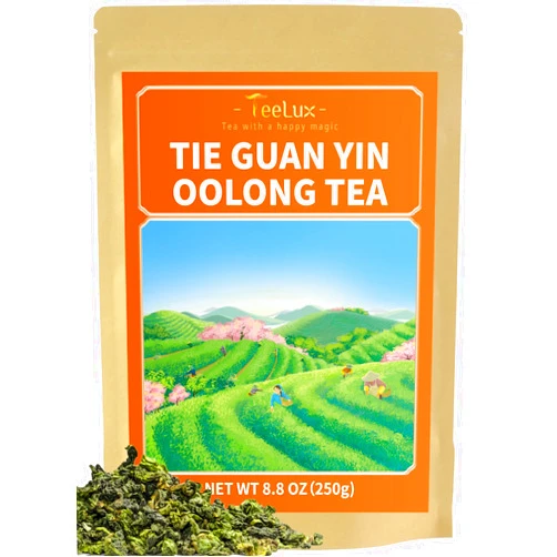 TeeLux Tie Guan Yin, 8.8oz Oolong Tea Loose Leaf with Roasted Aroma, Iron Goddess of Mercy, Fujian Anxi High Mountain Tieguanyin Tea