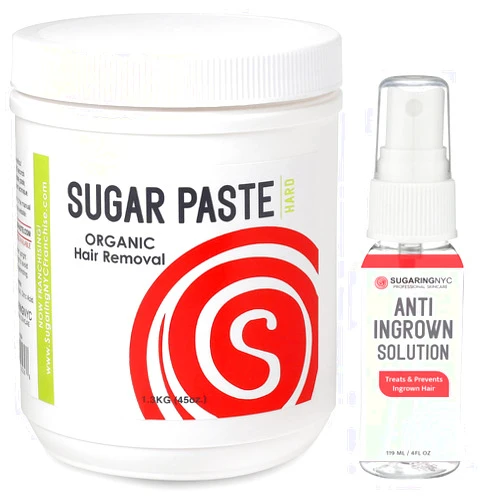 Sugaring NYC Sugaring Wax Paste HARD Grade for Bikini Sugaring, Brazilian Sugaring, Legs, Arms Sugaring Bundle with Anti-Ingrown solution