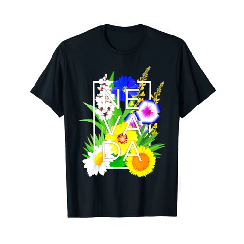 Family Heritage Gifts Flowers of Nevada Word Art - Nevadan State Pride T-Shirt