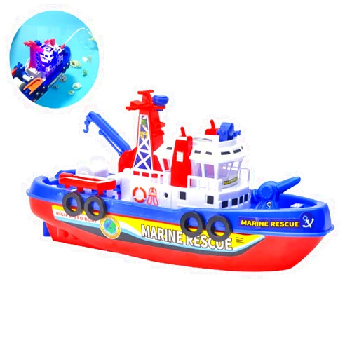 Miracland Fireboat Toy – Battery-Powered Water-Spray Rescue Boat with Lights, BPA-Free Fountain Fun for Toddlers, STEM Pool & Tub Gift