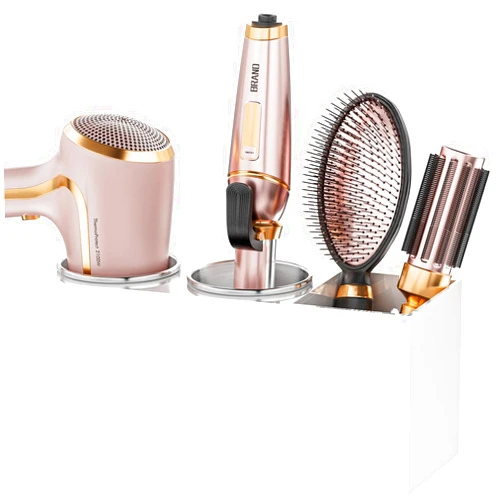 YUNEASELF Hair Tool Organizer Acrylic: Hair Dryer Holder Wall Mount - Blow Dryer Holder Cabinet Door - Bathroom Countertop Organizer for Curling iron Hot Styling Tools Flat Iron - White