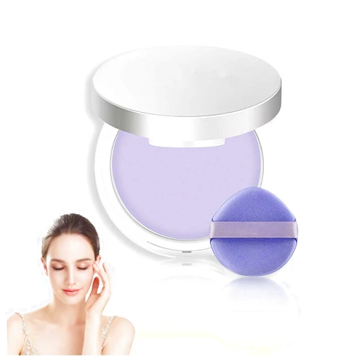 Kpeuuef Face Setting Powder,Oil Control Face Pressed Powder Matte Face Powder with Mini Powder Puff for Silky Flawless Long-Lasting Lightweight Skin-friendly Face Cosmetics (Lavender)