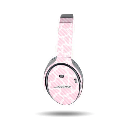 MIGHTY SKINS MightySkins Carbon Fiber Skin Compatible with Bose QuietComfort 35 II Headphones - Pink Giraffe | Protective, Durable Textured Carbon Fiber Finish | Easy to Apply