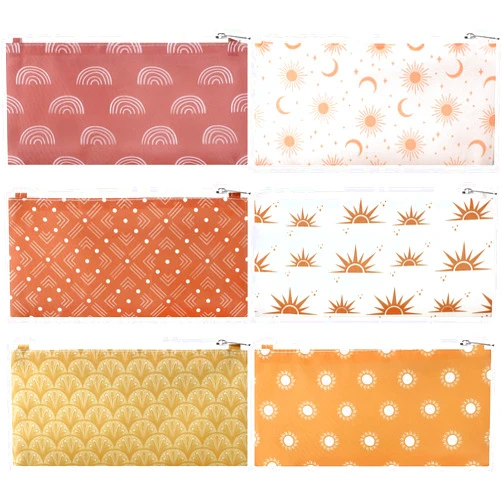 Oudain 6 Pcs Boho Reusable Snack Bags and Sandwich Bags Food Safety Washable Lunch Bags Snack Zipper Pouches for Kids Students Adults Food