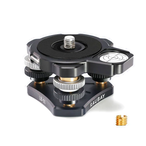 RAUBAY Tripod Leveler Stand for Seestar S50, ±6° Precision Adjustable Leveling Base with Detachable Magnetic Bubble Level, CNC Aluminum 3/8” Mount for Panoramic, Ball & Video Heads and Tripods (LB-01)