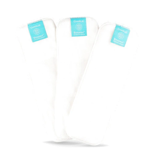 CHARLIE BANANA Super Absorbent Deluxe Reusable and Washable Diaper Insert, One Size, 3-Pack, Medium/Large