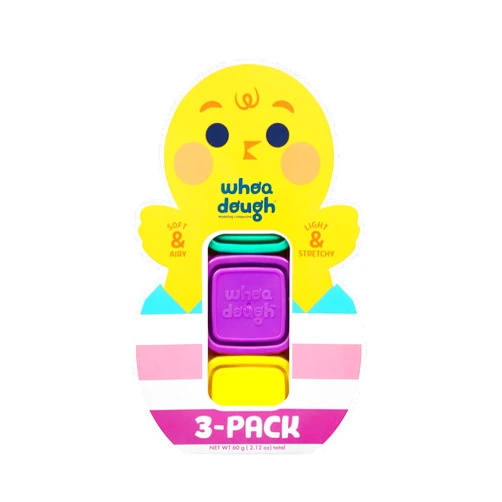 Chuckle & Roar Whoa Dough Chick-Shaped Spring Edition Pack – Airy Soft Stretchy Sensory Dough in Individual Containers, Mess-Free Molding & Shaping Compound for Kids Crafts, Ages 3+
