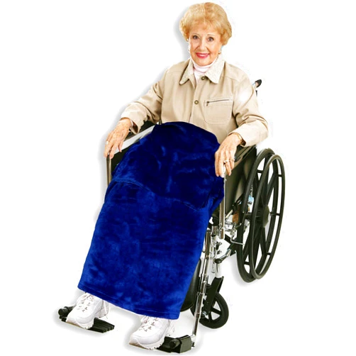 Classy Pal Wheelchair Blanket with Pouch for Adults, Fleece Wrap for Airplane & Train, Packable Nap Travel Accessories (Navy Blue)