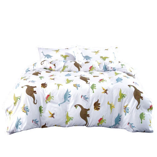 MAG 3Pcs Dinosaur Duvet Cover Set, Colorful Dino Queen Size White Based Duvet Cover Set, for Kids, Toddler, Teens Boys and Girls, Super Soft Microfiber, Queen Size(no Comforter Inside)