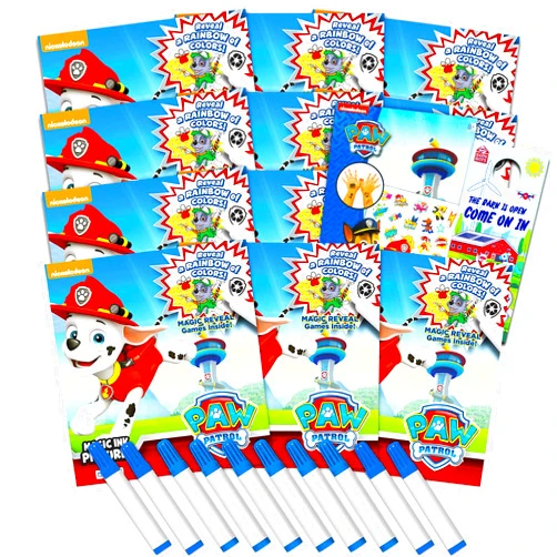 Nick Shop Nickelodeon Imagine Ink Coloring Book Set for Girls Boys - 12 Pack No Mess with Paw Patrol Stickers (Paw Patrol Party Favors Bundle)