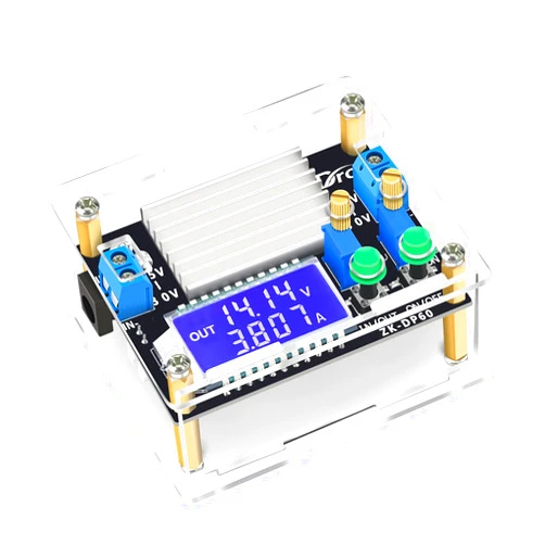 DROK Boost Buck Converter, DC 5.5-30V to 0.5-30V 5V 12V 24V Output Adjustable Power Supply Regulator Module, 4A 35W High Power Voltage Step Up Down Converter Board with Case LCD Display